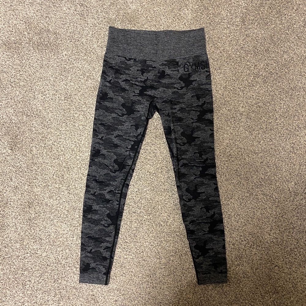 Gymshark Original Camo Adapt Seamless Black Gray Leggings Size M
